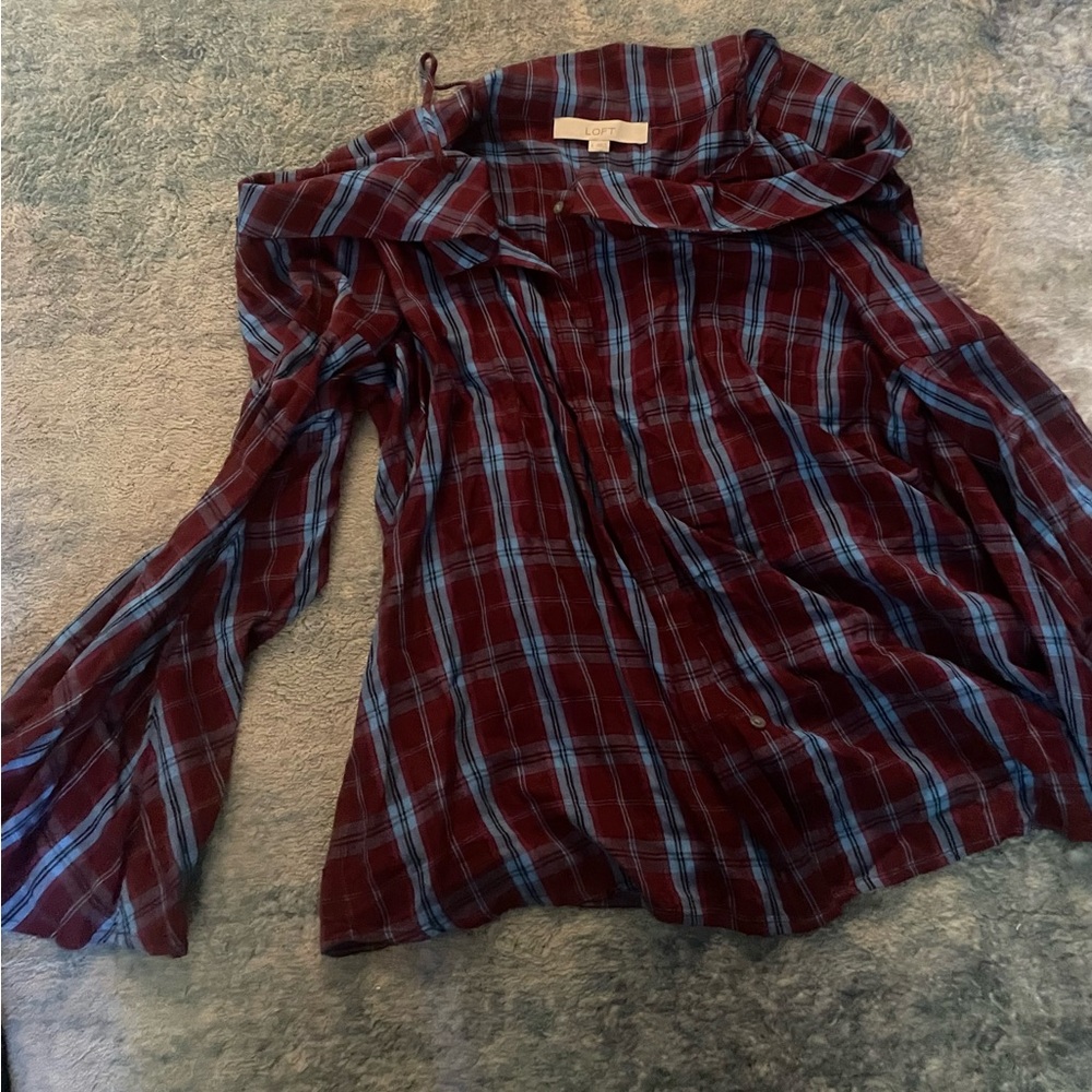 Loft off the shoulder sweetheart flannel